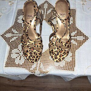 IMPO whirlwind Leopard strappy heels